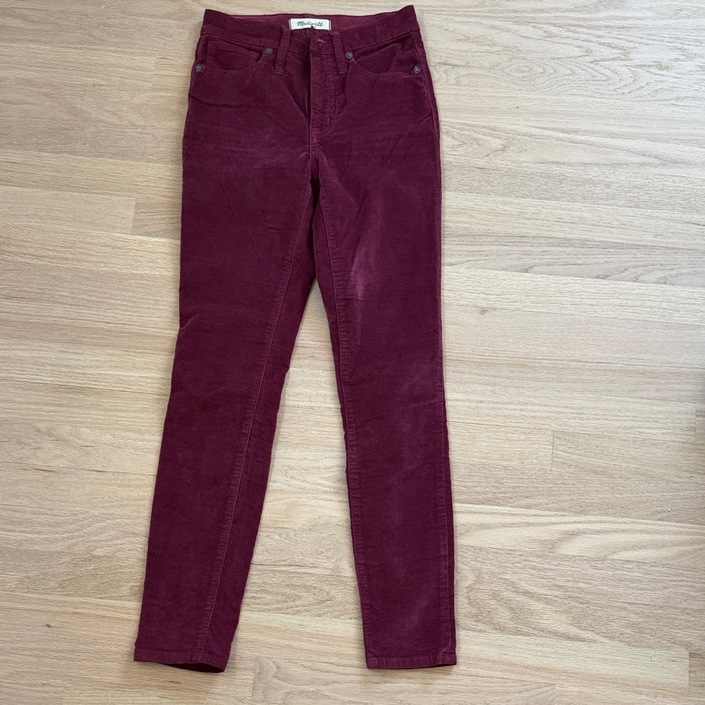 Madewell deep red velvet jeans